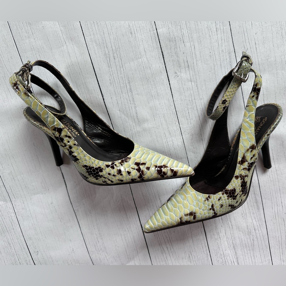Python Print Patent Leather Strappy Pumps - image 1